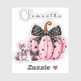 French Kisses Hallloween Bulldog Cat zitiert pink  Aufkleber