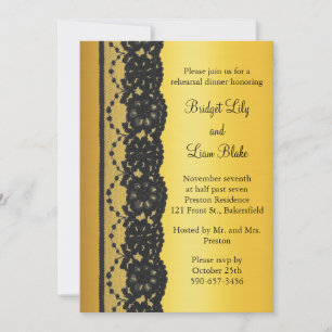 French Lace Probe Dinner in Gold Einladung