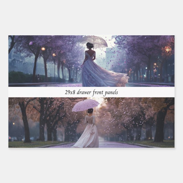 French Lady Garden Walk Drawer Front Wrapping Pape Geschenkpapier Set (Vorderseite)