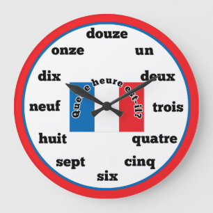 French Language Wall Clock Große Wanduhr