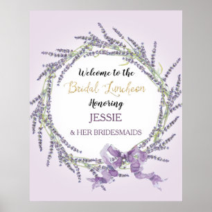 French Lavender Floral Wreath Gold Bridal Luncheon Poster