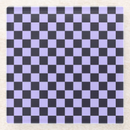 French lilac checkerboard pattern glasuntersetzer