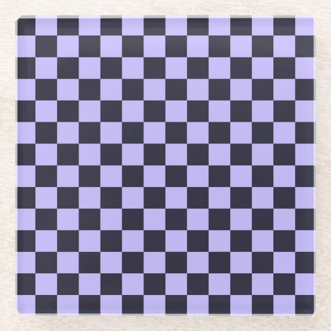 French lilac checkerboard pattern glasuntersetzer (Vorderseite)