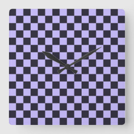 French lilac checkerboard pattern quadratische wanduhr
