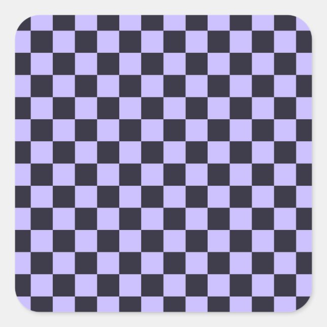 French lilac checkerboard pattern quadratischer aufkleber (Vorderseite)