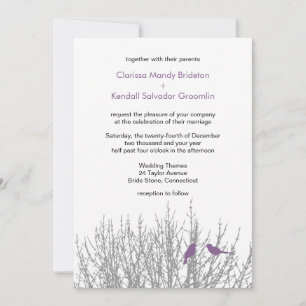 French Lilac Love Birds Weddings Custom Einladung
