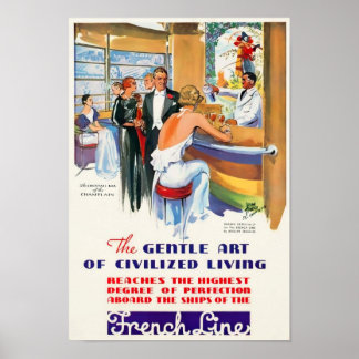 French Line Vintage Travel Poster