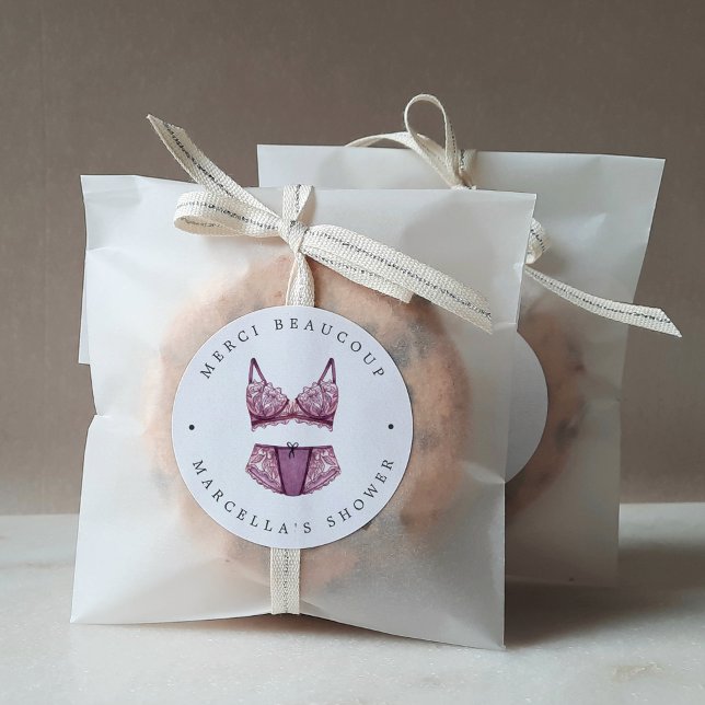 French Lingerie Dusche Danke für den Classic Round Runder Aufkleber (Von Creator hochgeladen)