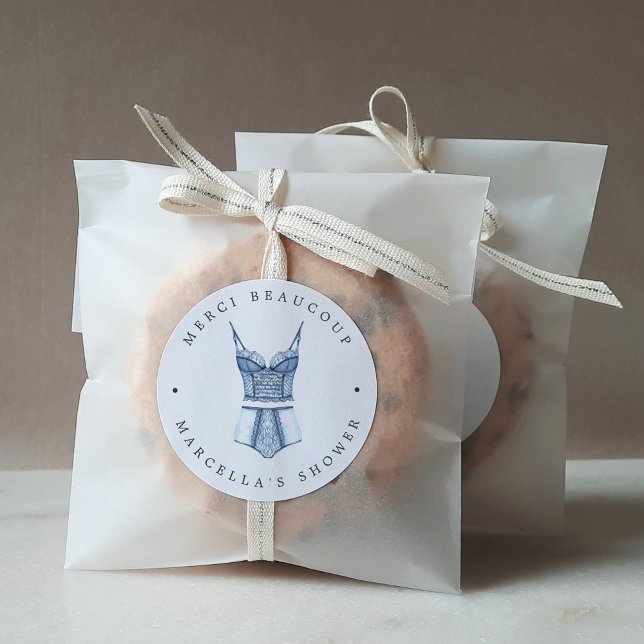 French Lingerie Dusche Danke für den Classic Round Runder Aufkleber (Von Creator hochgeladen)