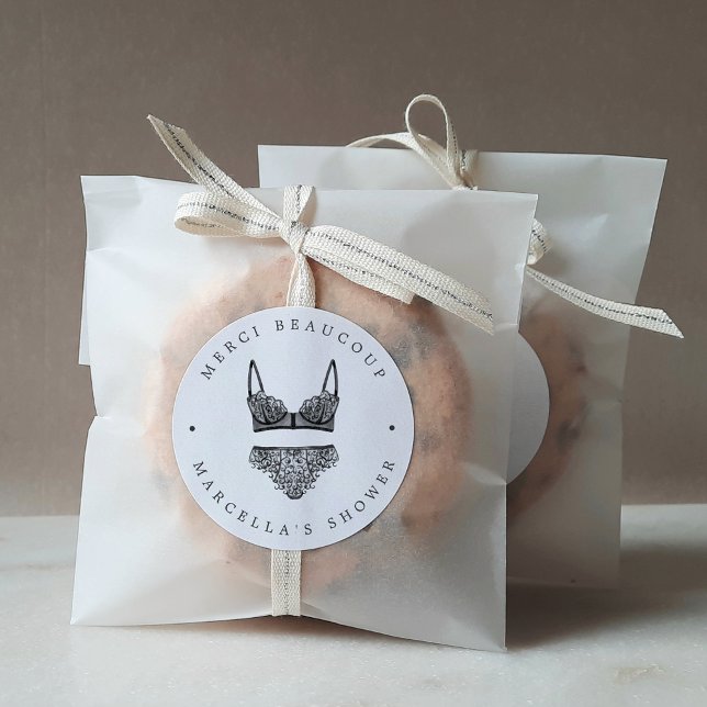 French Lingerie Dusche Danke Runder Aufkleber (Von Creator hochgeladen)