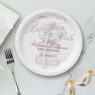 French Macaron Bonjour Bebe Baby Dusche Pappteller