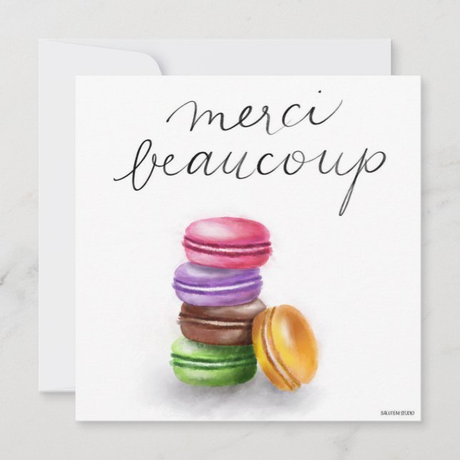 French Macaron Merci Beaucoup Dankeskarte (Vorderseite)