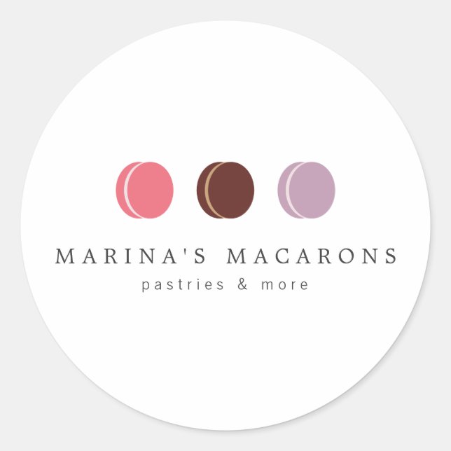 FRENCH MACARON TRIO LOGO 3 Round Stickers (Vorderseite)