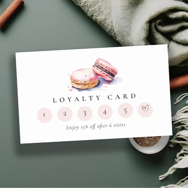French Macarons Bakery 6 Punch Loyalty Card Visitenkarte (Von Creator hochgeladen)