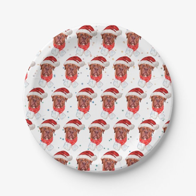 French Mastiff Dog Breed Christmas Pappteller (Vorderseite)