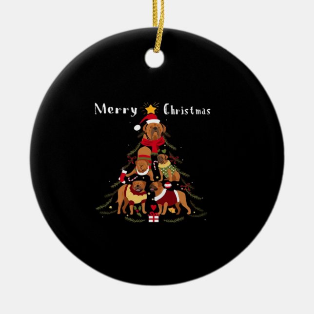 French Mastiff Dogue de Bordeaux Christmas Tree Xm Keramik Ornament (Vorne)