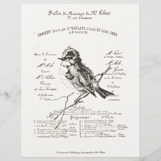 French Music Salon Bird Script Paper (Vorderseite)