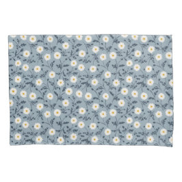 French Navy Blue Modern Farmhouse Daisy Pattern Kissenbezug