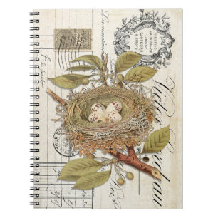 French Nest mit Eggs Spiral Journal Notebook Notizblock