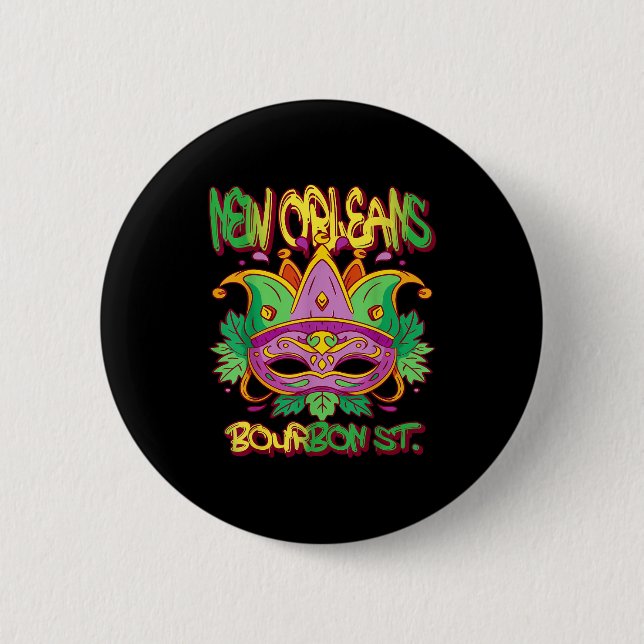 French New Orleans Mardi Gras Bourbon Street Souve Button (Vorderseite)