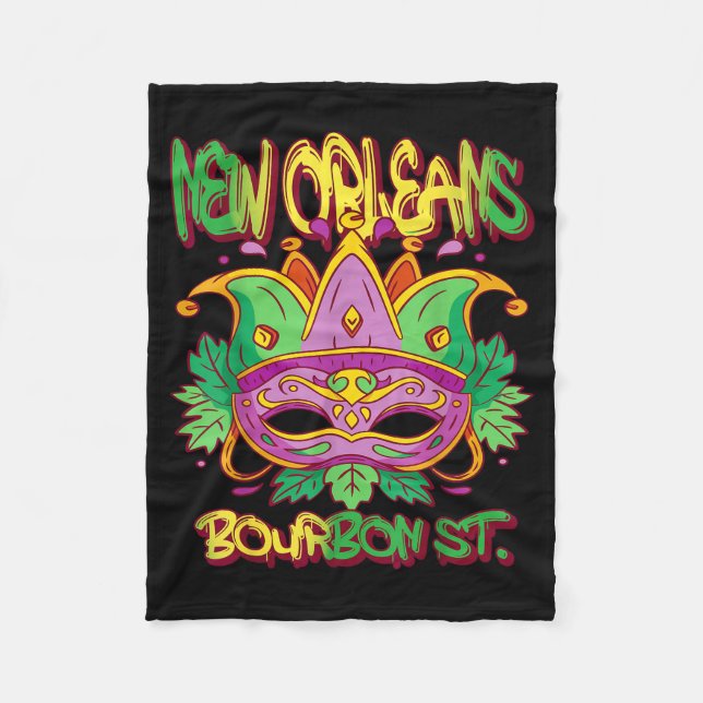 French New Orleans Mardi Gras Bourbon Street Souve Fleecedecke (Vorderseite)