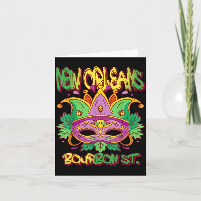 French New Orleans Mardi Gras Bourbon Street Souve Karte (Vorderseite)