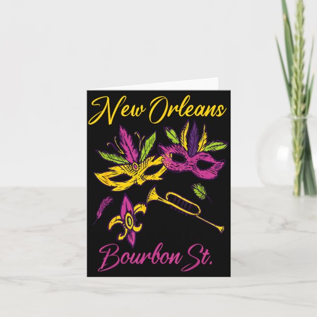 French New Orleans Mardi Gras Souvenir Bourbon Str Karte (Vorderseite)