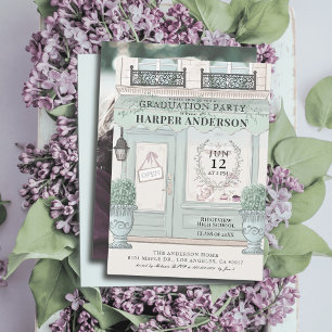 French Patisserie Paris Green Abschluss Foto Einladung