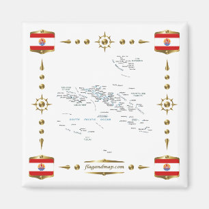 French Polynesia Map + Flags Magnet