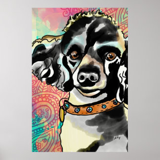 French Poodle Paisley Print Poster