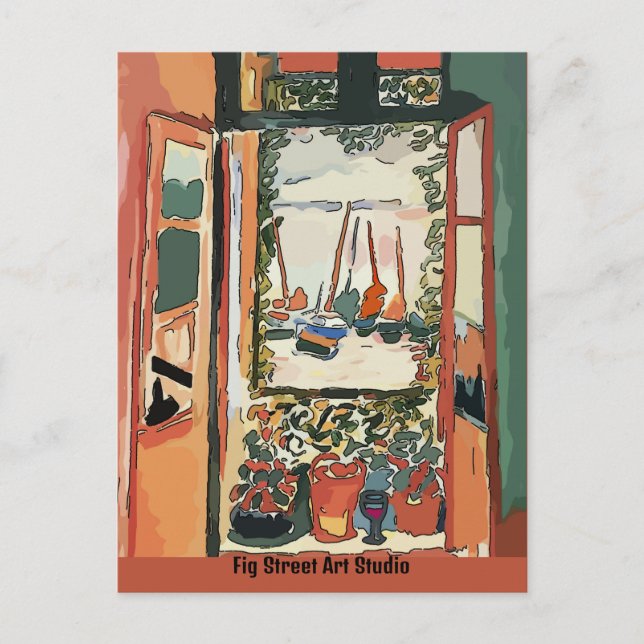 French Quarter Balcony & Wine, Fig Street Studio Postkarte (Vorderseite)