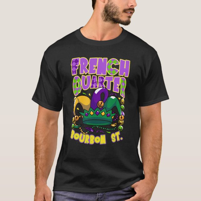 French Quarter Bourbon Street New Orleans LA Mardi T-Shirt (Vorderseite)