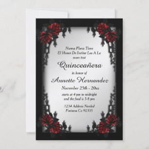 French Quarter Goth Silber Quinceañera Einladung