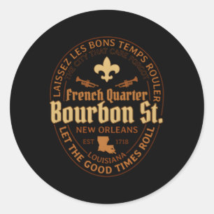 French Quer Bourbon St New Orleans Runder Aufkleber