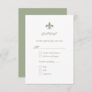 French Regency Green Lilie Chic RSVP Karte