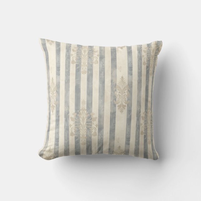 French Retro Damask Stripe Throw Pillow Kissen (Vorderseite)
