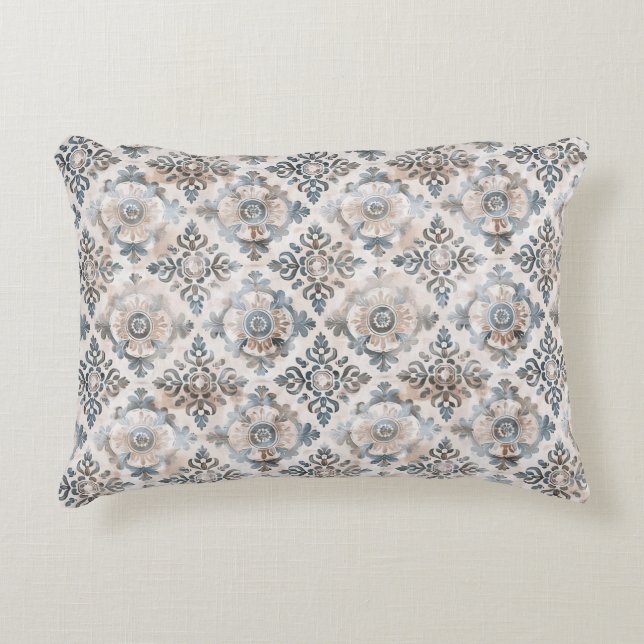 French Retro Floral Tile Accent Pillow Dekokissen (Vorderseite)
