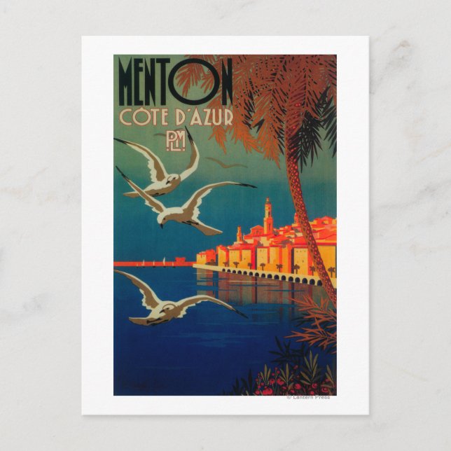 French Riviera Travel Poster # 1 Postkarte (Vorderseite)