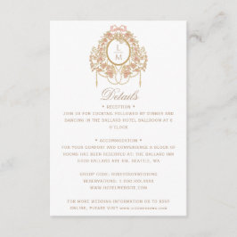 French Rococo Rose Monogram Wedding Begleitkarte