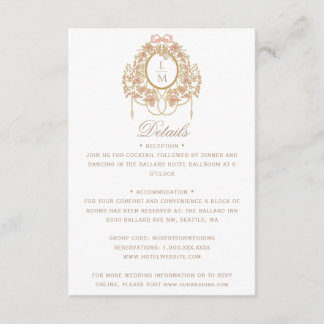 French Rococo Rose Monogram Wedding Begleitkarte