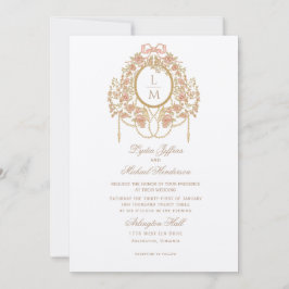 French Rococo Rose Monogram Wedding Einladung