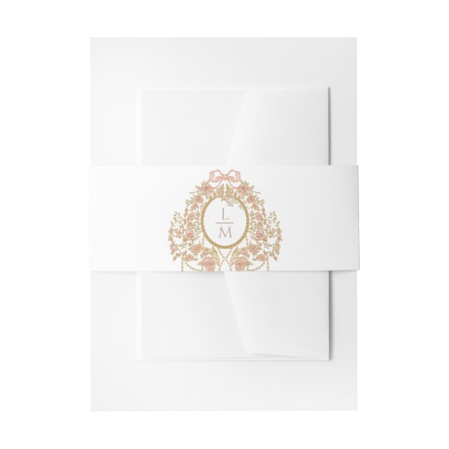 French Rococo Rose Monogram Wedding Einladungsbanderole (Vorderseite Beispiel)