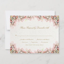 french romantic garden florals wedding RSVP karte