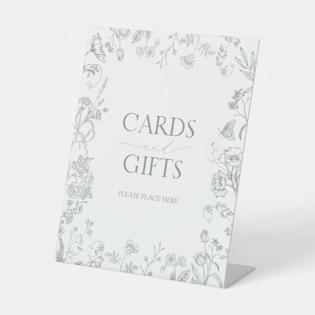 French Sage Green Viktorianisch Brautparty Geschen Sockelschild (Vorderseite)