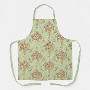 French Sage Green Viktorianisch Style Floral Rokok Schürze
