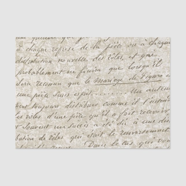 French Script Gold Floral Vintag Seidenpapier (Vorderseite)