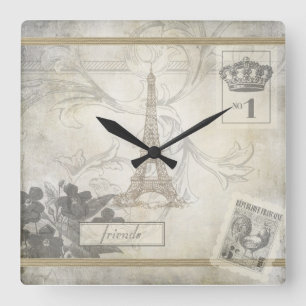 French Shabby Chic Clock Quadratische Wanduhr