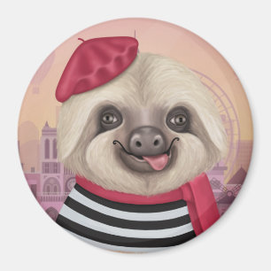 French Sloth Magnet