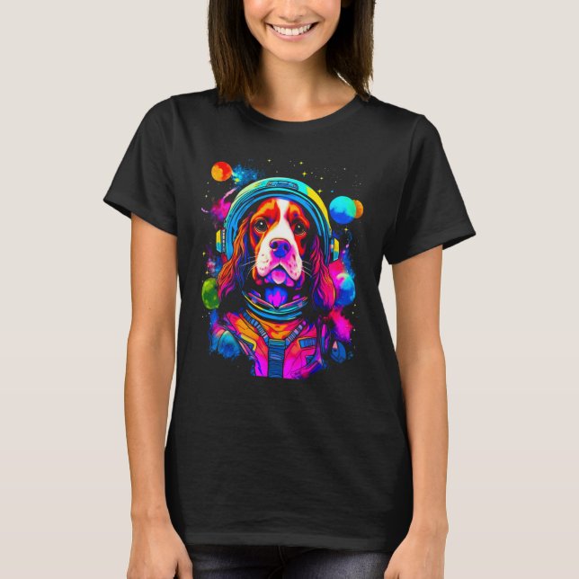 French Spaniel Dog Space Science T-Shirt (Vorderseite)