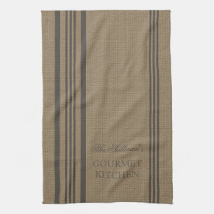 French Style Stripe Burlap Personalisiert Kitchen Handtuch
